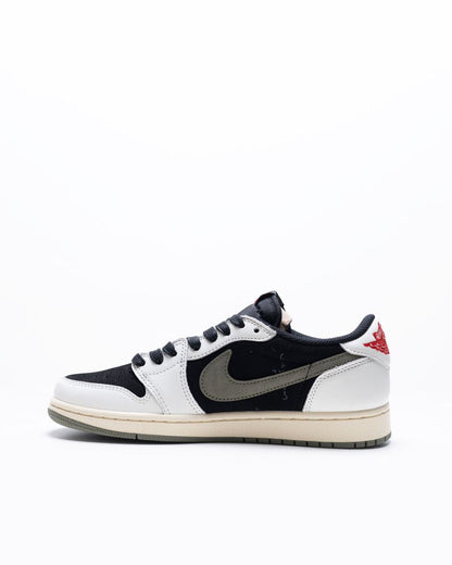 Sepatu Sneaker Pria Jordan 1 Retro Low OG SP Travis Scott Olive Sail/University Red/Black/Medium Olive 14121